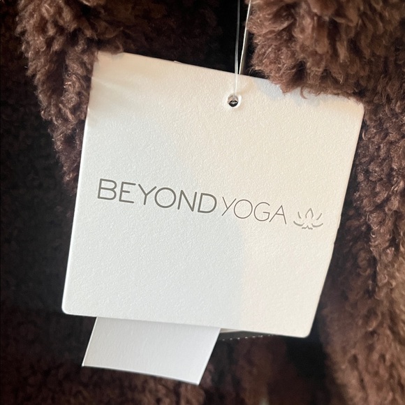Beyond Yoga faux shearling hoodie jacket espresso size XL - Picture 9 of 10